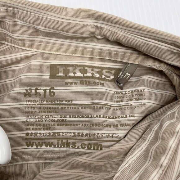 IKKS Beige/White Striped 100% Cotton Shirt Size M - Picture 8 of 8